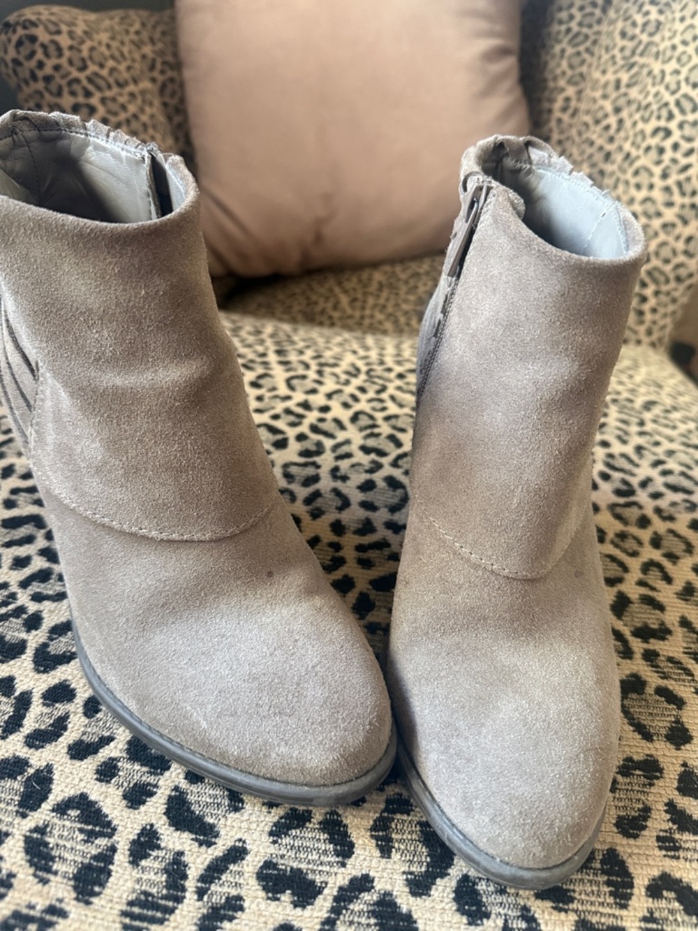 Jessica Simpson Taupe Suede Ankle Booties